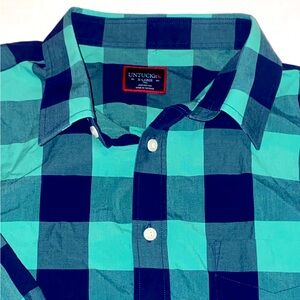 UNTUCKit Button Up Green & Black Plaid Long Sleeve Shirt Men's XL TALL EUC 0013